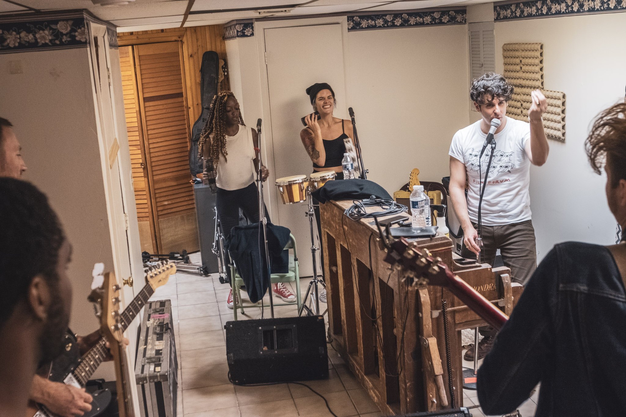 Low Cut Connie in their basement rehearsal room